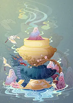 巫山博物馆文物国风插画海报