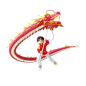 潮国创意_红色3D立体人物舞龙形象春节动物神兽龙年龙编号T97461830