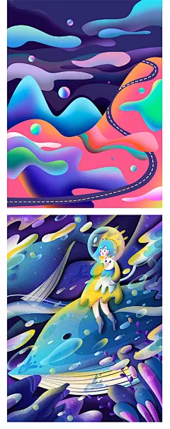 时尚渐变人物流行唯美治愈抽象流体糖果植物风景插画PSD分层素材-淘宝网