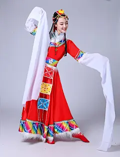 藏族舞蹈服饰秧歌服民族服装演出服装藏族水袖表演服舞台装儿童女-淘宝网