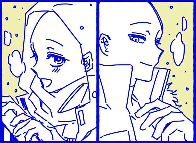 【板绘素材】"cp成对,狗粮翻倍"——「线稿模板」临摹 - 哔哩哔哩