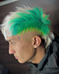 Bright Green Chunk on Icy Blonde Hair