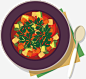 矢量图美食_新图网 https://ixintu.com 卡通 手绘 水彩 食物 美食 紫色盘子 勺子 碟子 西红柿 矢量图