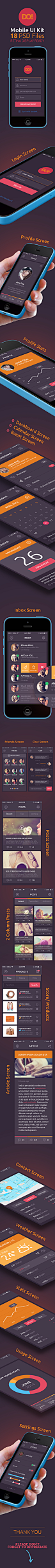DO! | Mobile UI Kit  | UI/UX & Art Direction : DO! Mobile App UI Kit interface is 19 PSD high resolution, retina display ready, fully shape/vector layered photoshop files, easy and completely customizable.Dimension: 640×1136 pixelFeatures:UI kit inclu
