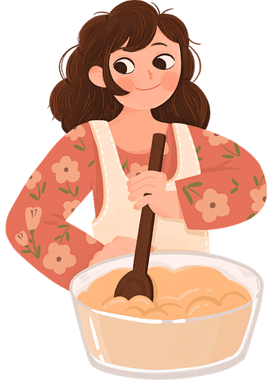 母情节做饭插画做饭女孩