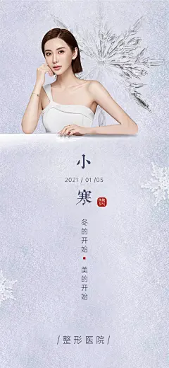 【素材能量站】海报 医美 小寒 二十四节气 简约 人物 雪花|516864 