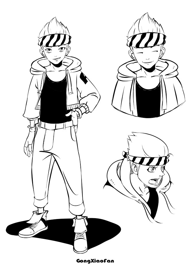 黑白漫画线稿人设