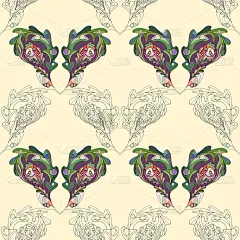 橡树叶手绘无缝图案。抽象叶涡纹矢量背景在现代风格。壁纸，包装纸，纺织品设计，表面，手机壳印刷，织物的