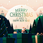 a poster for merry christmas with a man in a hat and a christmas tree