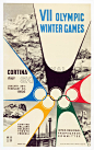 RJ039 Cortina Winter Olympics 1956 Original Ski Poster Affiche originale (1758×2800)