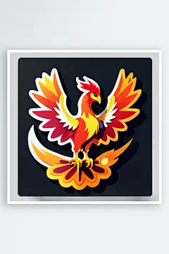 童趣凤凰卡通插画装饰贴图图案-众图网