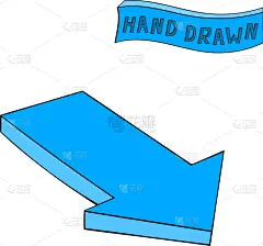 标志,草图,动物手,箭头符号,分离着色,白色背景,图像,下移,绘制,教育