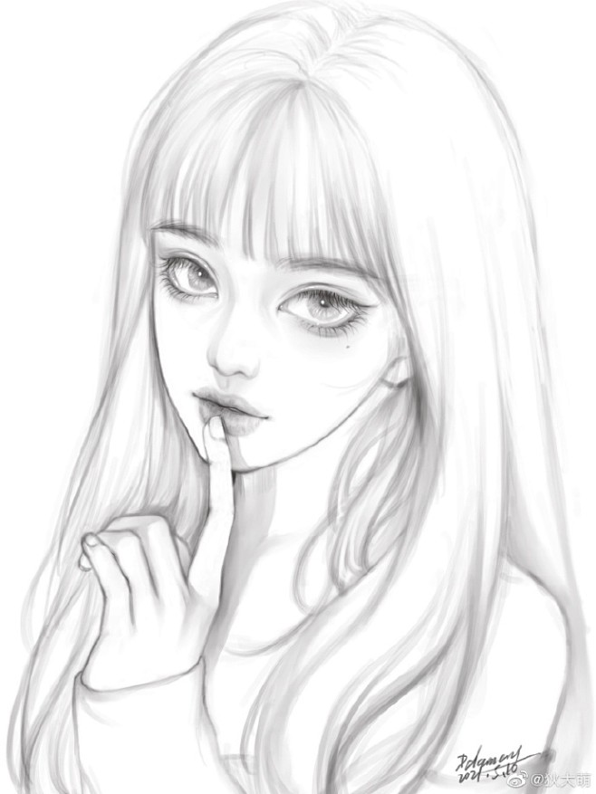 狄大萌插画头像馆超话 团练课线稿示范，...