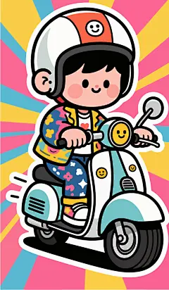 可爱外卖小哥手绘插画