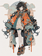 AI动漫服饰展示，橙绿浮游山海经（其上）_1_冰色_来自小红书网页版
