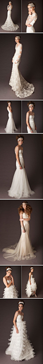 三款典雅风格的复古婚纱，蕾丝款，鱼尾款，你们喜欢哪一款呢~~~