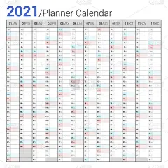 日历2021计划简单的风格。垂直矢量日历设计。