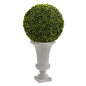 Nearly Natural 28 in. High Indoor/Outdoor Boxwood Ball Topiary Artificial Plant in Urn 6461 - The Home Depot $109