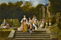 描绘欧洲贵族生活场景的油画