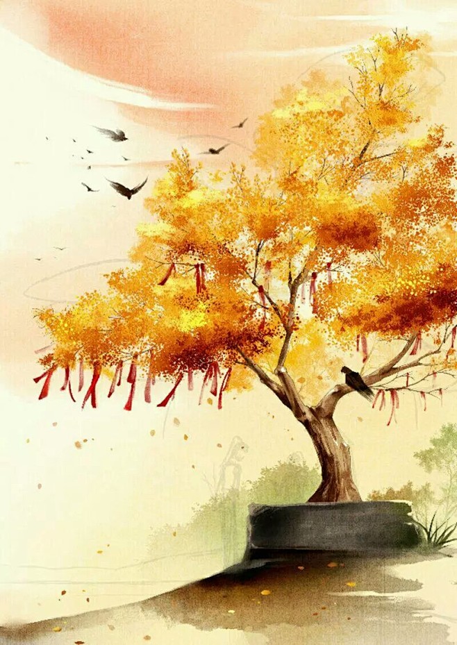 古风手绘图 古风手绘风景图  古风小说封...