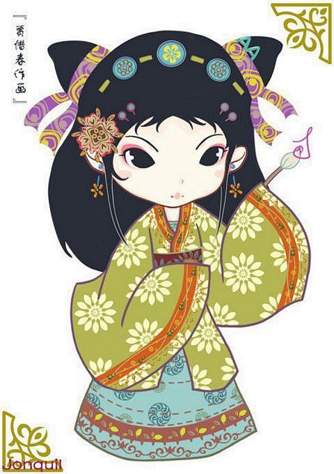 唯美插画 - 可爱的Q版金陵十二钗 - ...