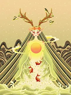 春季迎接春天女孩二十四节气立春插画