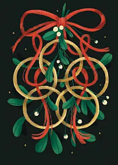 圣诞节主题插画，来自美国插画师 Lindsay Dale-Scott ，关于歌谣《圣诞节的十二天》，主要是关于整个圣诞节期间要做的事情，类似中国关于过年的童谣“二十五，磨豆腐；二十六，割猪肉……”，歌词很有趣。 ​
