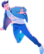 漂浮青年人物插画-男