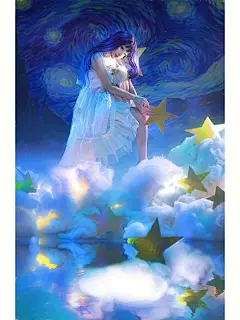 “坠入梵高的星月夜里。”治愈系壁纸