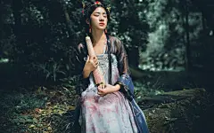 古风汉服美女唯美户外写真桌面壁纸