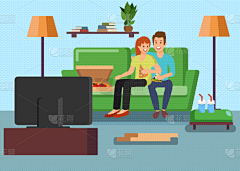 伴侣,看电视,住宅内部,婚姻,男人,女人,性格,柔和,相伴