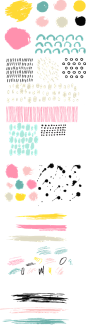 孟菲斯复古风格手绘笔刷抽象几何形状图案PNG免抠图