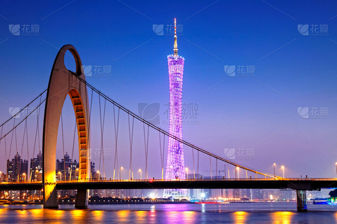 广州,水平画幅,夜晚,无人,海港,户外,滨水,都市风景,著名景点,照明设备