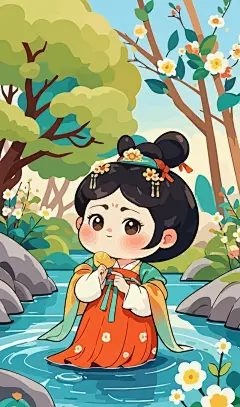 古典胖女孩矢量图形插画元素