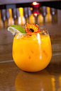 Indian Summer Cocktail (mango, peach schnapps, champagne)