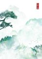 石家小鬼原创古风插画，商用请联系邮箱shijiaxiaogui@qq.com，未经允许严禁商用。山水画 国画 青山 封面设计 书籍封面