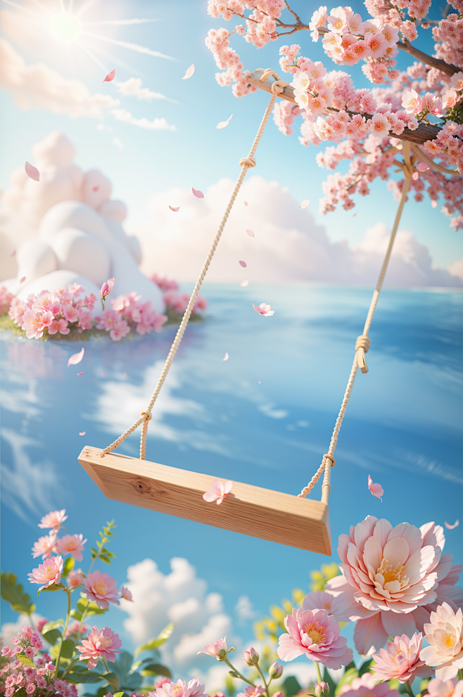 秋千花海背景1