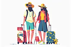 扁平风旅游手绘休闲插画