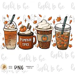南瓜香料 PNG 拿铁秋季 PSL 叶咖啡感恩节图片 1