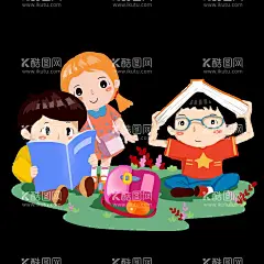 卡通人物  - 源文件下载【酷图网】卡通人物,小孩子,学生,手绘人物,读书