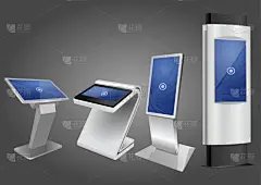 市场营销,货亭,互动电视,四个物体,分离着色,商务,触摸屏,计算机,数据,太空