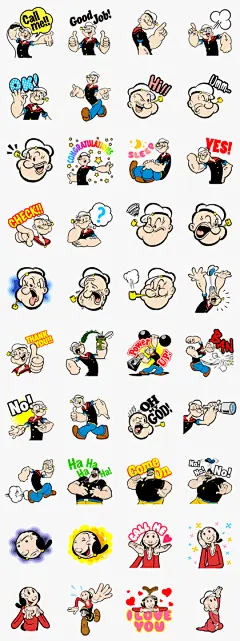 Popeye Sticker for LINE, WhatsApp, Telegram — Android, iPhone iOS