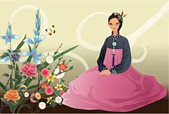 ??·韩服女孩·插画·韩国女孩·服饰·传统服饰 - 淡泊 - 淡泊