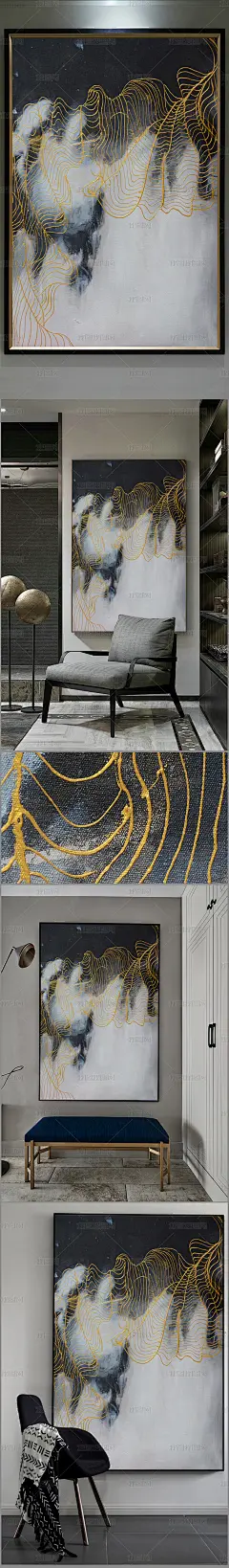 高清立体抽象油画艺术玄关（一千两百零三十三）