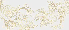 图源免费EPS文件 |奢华金色牡丹花卉背景。用于问候、邀请、婚礼卡片、墙面艺术、壁纸和印刷品的热带线条艺术风格花卉图案。矢量插图