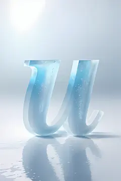冬季透明冰块磨砂玻璃英文字体艺术字模型
