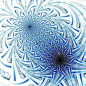 蓝色光分形花，数字艺术品
