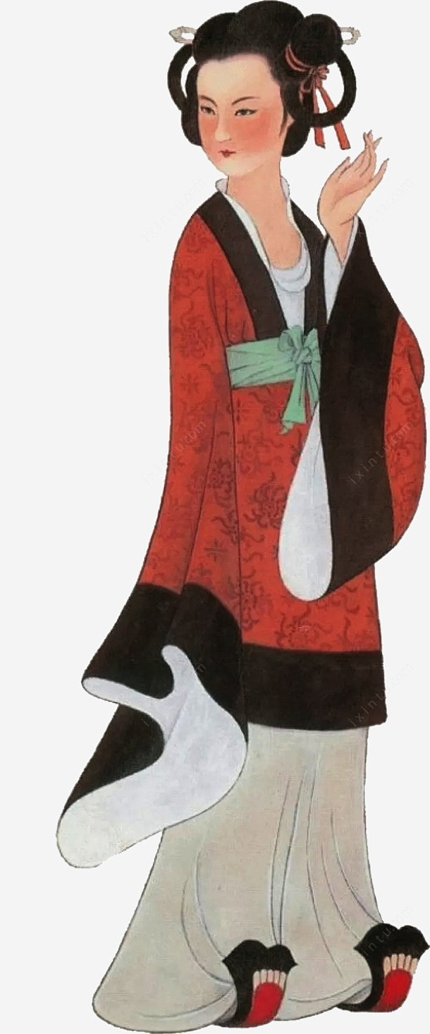 古代六朝女子服饰复原图png免抠素材_新...
