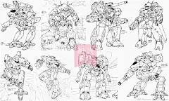 54 卡通动漫线稿素材 欧美风机械线稿游戏设定素材暴雪线稿4000张-淘宝网