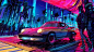 General 5120x2880 video games video game art digital art Porsche old car neon cyberpunk Cyberpunk 2077 watermarked Porsche 911